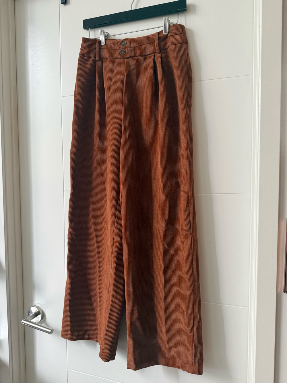 SHEIN Wide-Leg Corduroy Pants in Rust